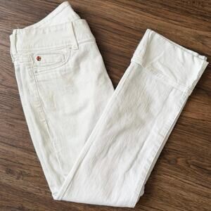 Hudson Ginny Cropped Straight Cuffed White Cotton Pants Size 26